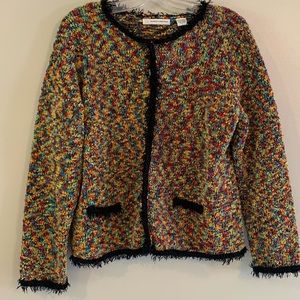 Rainbow Coco Box Knit Sweater Cardigan Large